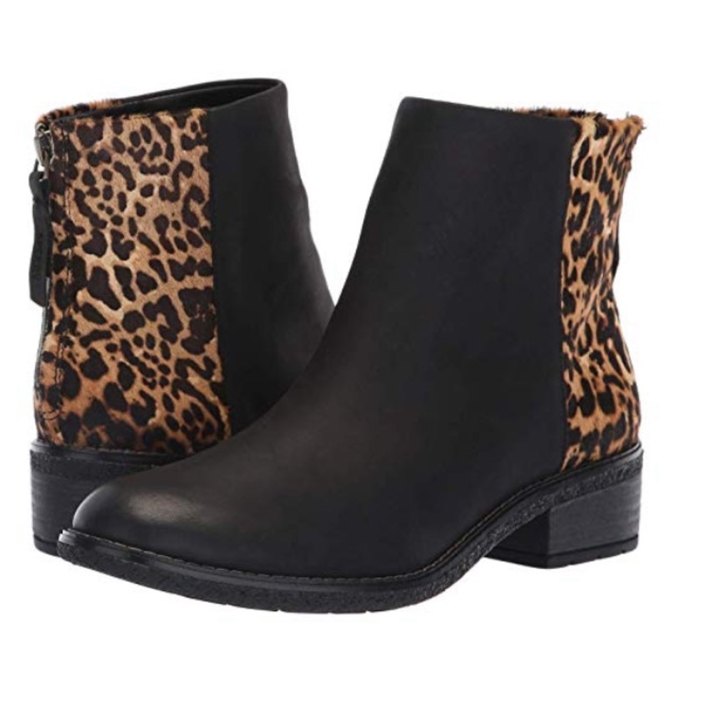 SPERRY MAYA BELLE BLACK/LEOPARD PRINT CHELSEA BOOT‎ SZ 6